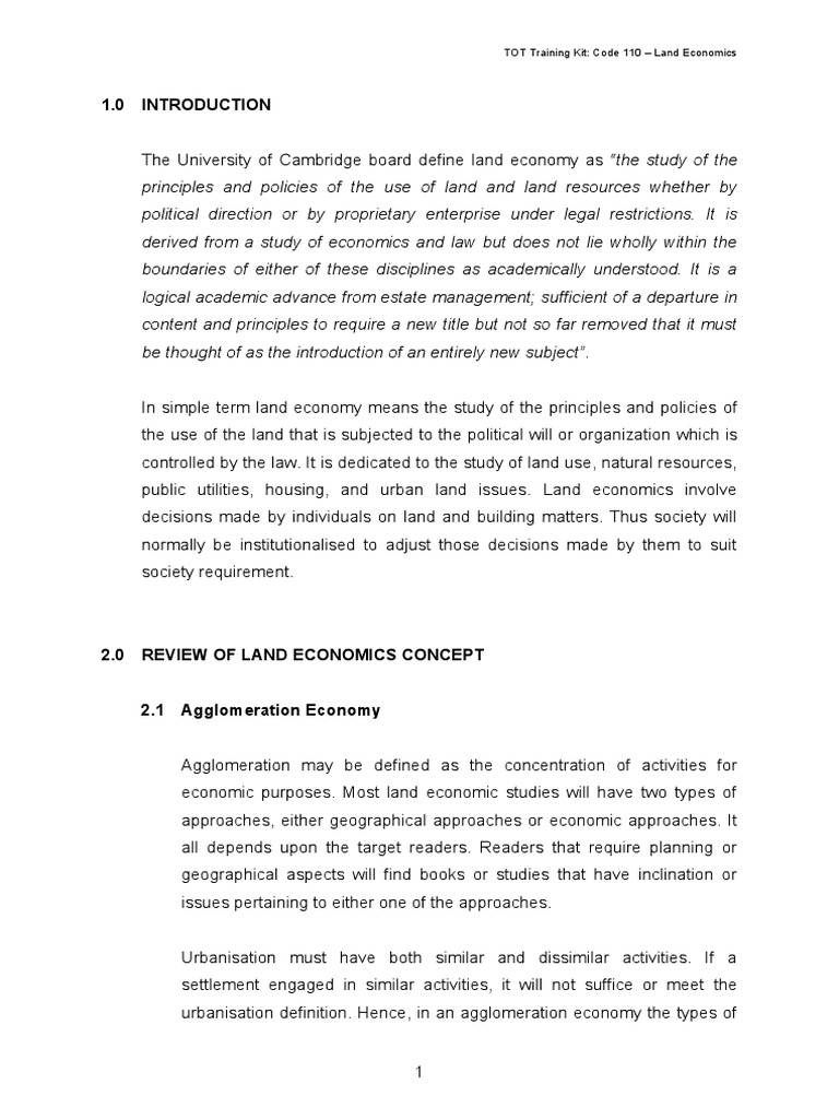 4 Notes of Land Economics PDF Economic Surplus Economics