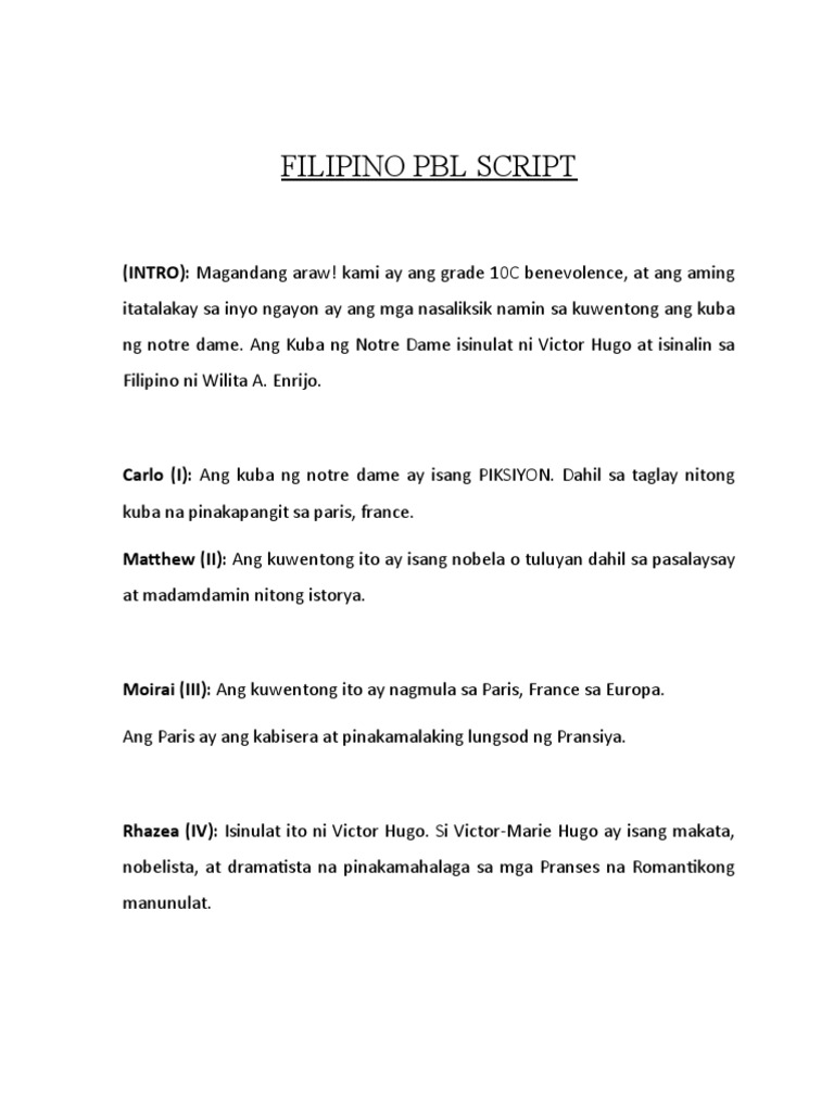 ANG-KUBA-NG-NOTRE-DAME Script | PDF