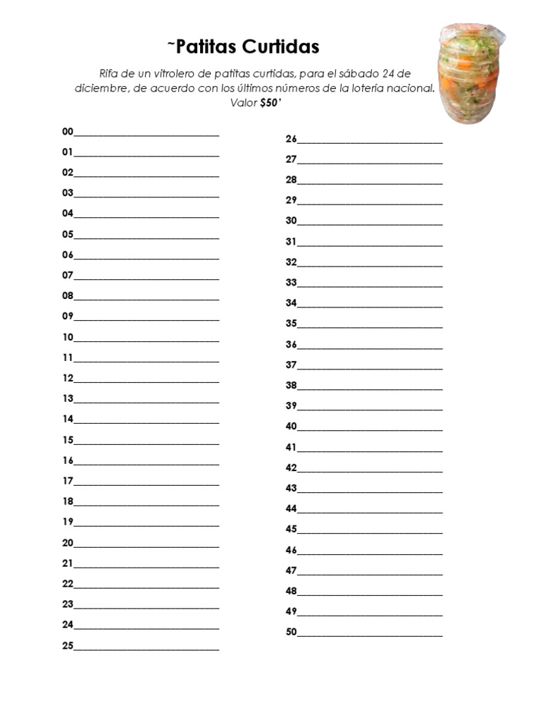 Lista de Números para Rifa del 24 de Diciembre | PDF