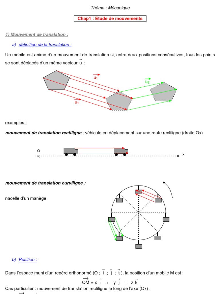 Mouvements de translation et rotation | PDF | Mouvement de rotation | Angle