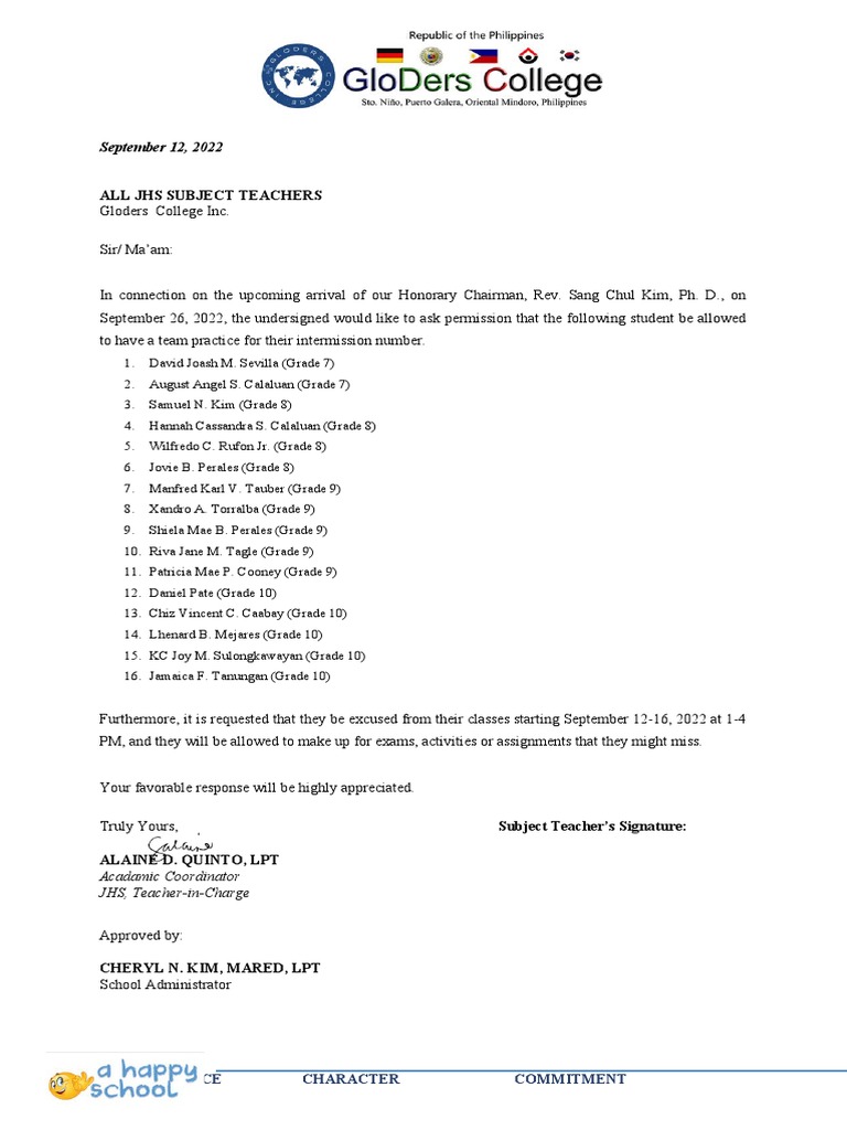 Excuse Letter | PDF