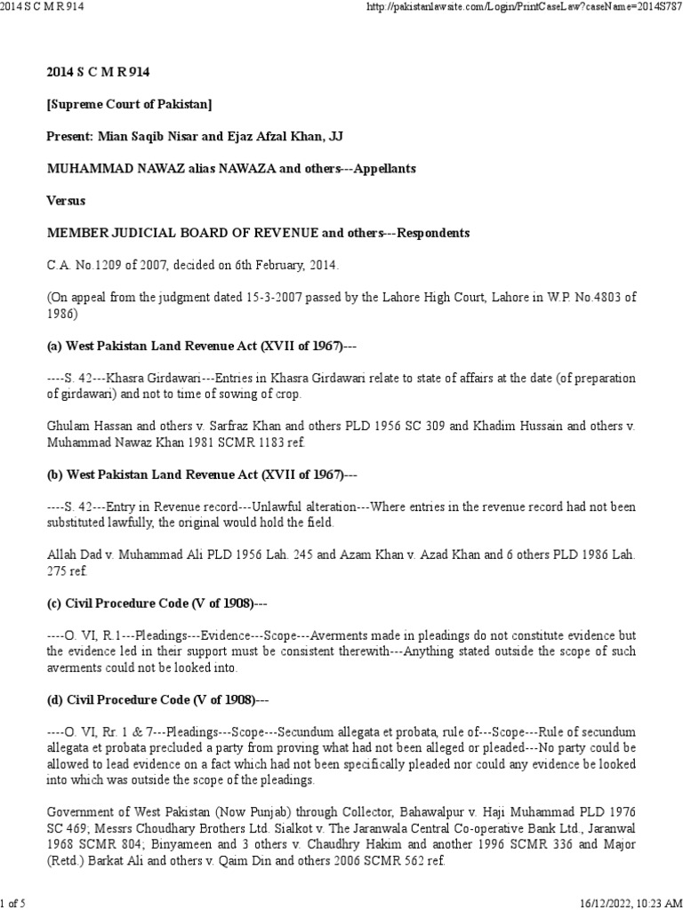 Supreme Court Ruling on Land Revenue Dispute | PDF | Judgment (Law ...