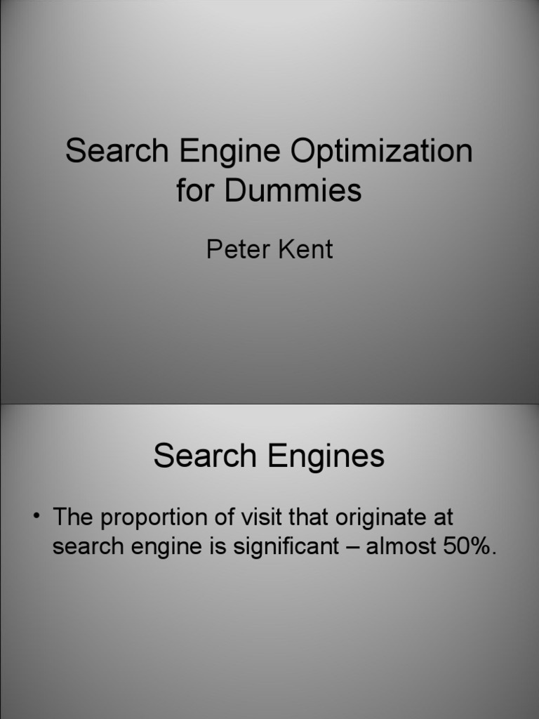 Search engine optimization for dummies peter kent pdf