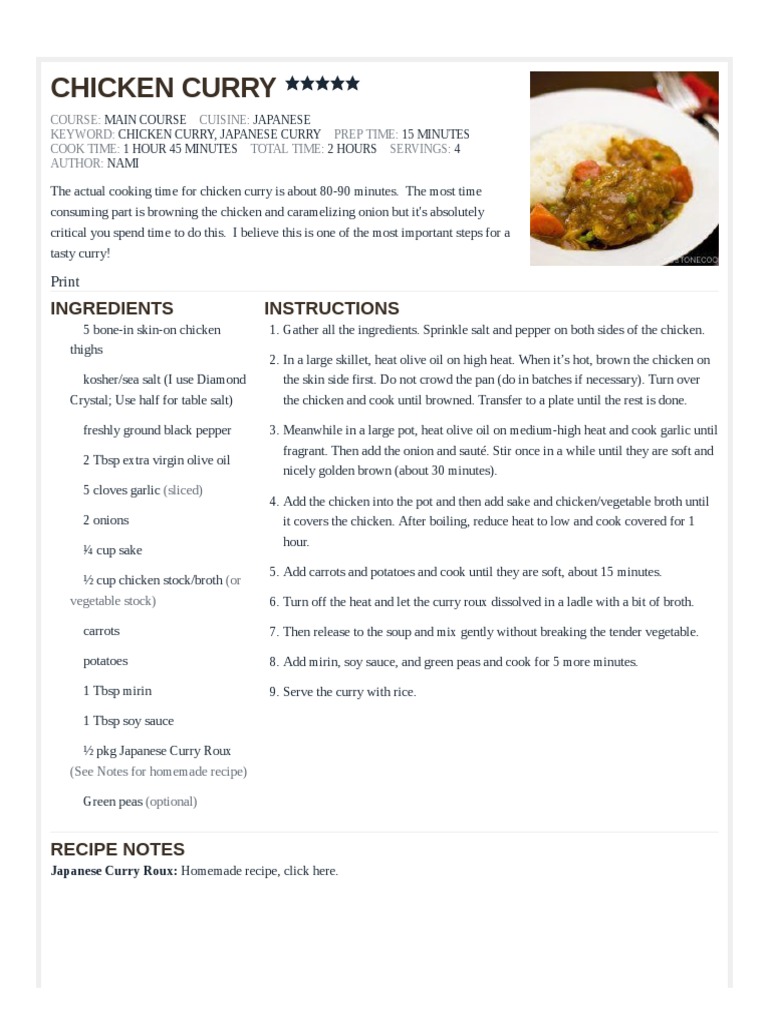Chicken Curry Just One Cookbook PDF Curry Japanese Cuisine