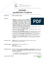 SEISMIC Qualification Certificate