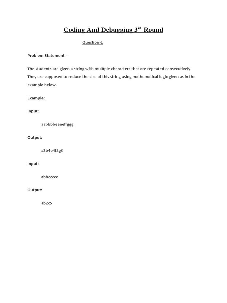 Coding and Debugging 3rd Round | PDF