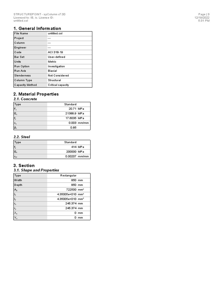Structural Analysis of Rectangular Column | PDF | Applied And ...