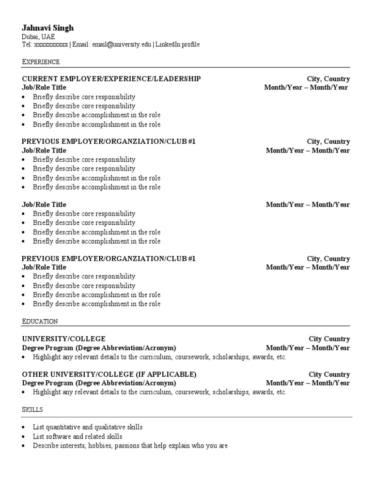 TRE Summer Internship Resume Template - 1703944208