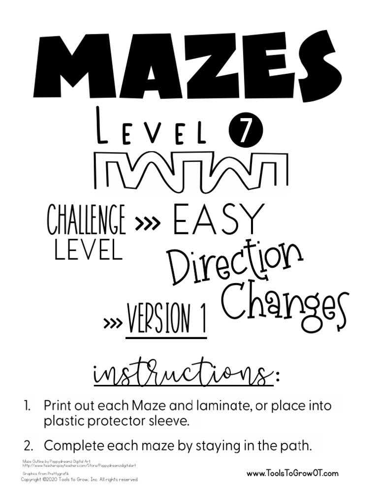 Mazes Easy Direction Changes PDF