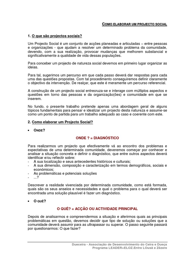 Como Elaborar um Projeto Social | PDF | Sociologia | Tempo
