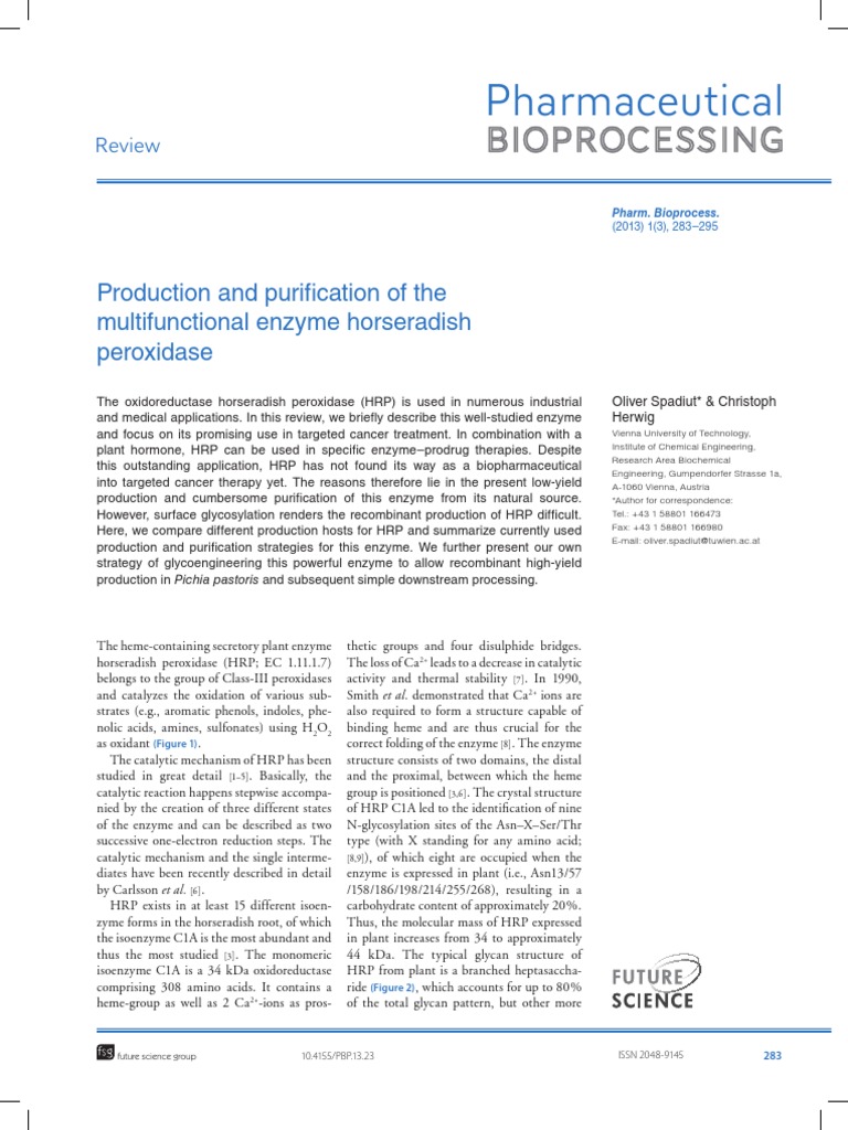 Production and Purification of The Multifunctional Enzyme Horseradish