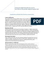 Q: Enumerate The Legal Risk and Complications That May Occur in Business Communication? What Are The Possible Safeguards Against Risk?