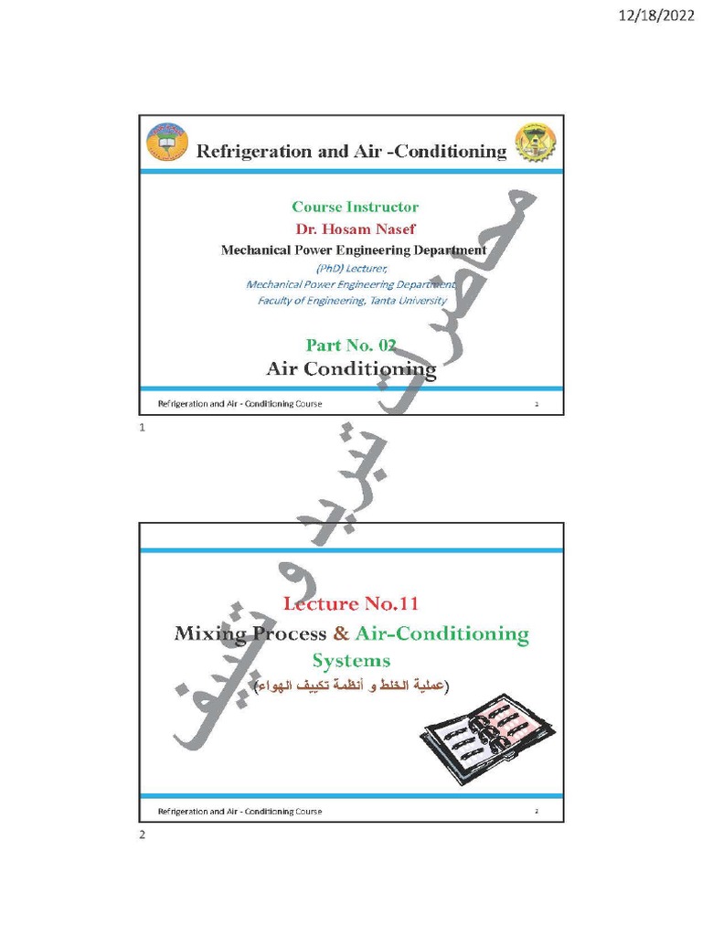 Refrigeration and AirConditioning Lecture No.11 PDF