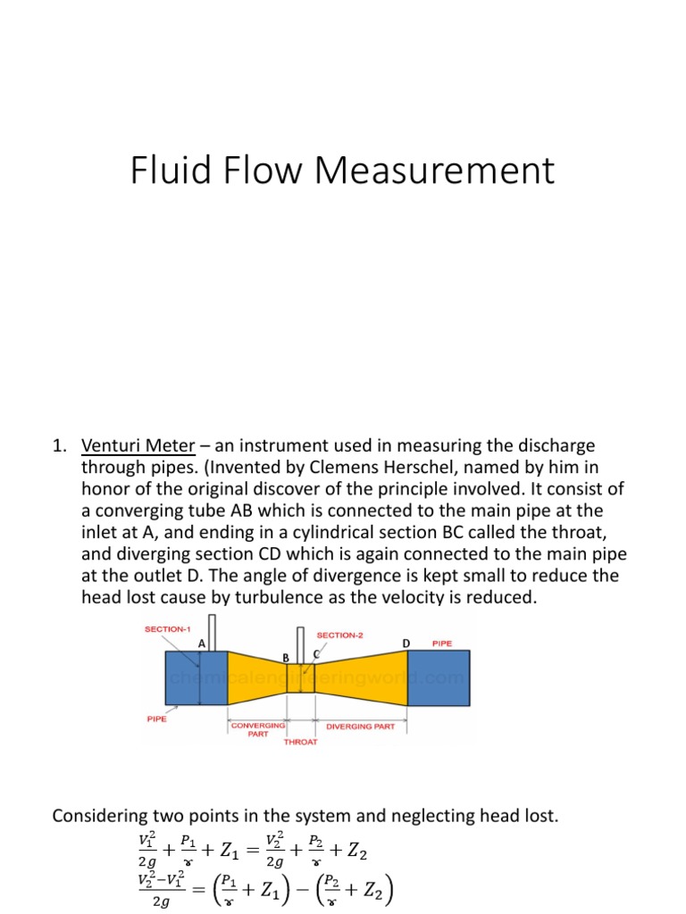 Fluid Flow Measurement PDF Civil Engineering Continuum Mechanics