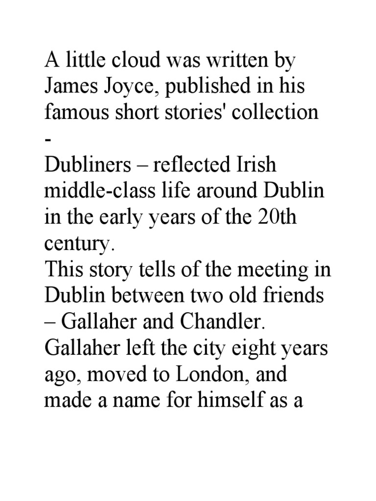 A Little Cloud Was Written by James Joyce PDF James Joyce