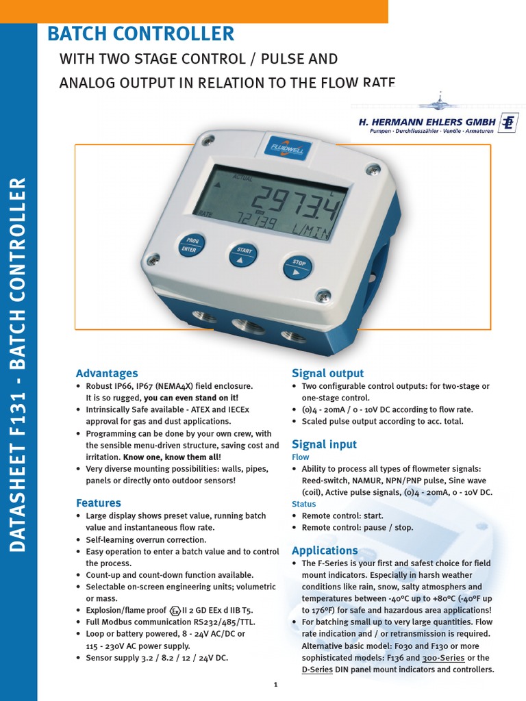 DB FW F131 Dosiercomputer V1330 | PDF | Flow Measurement | Power Supply