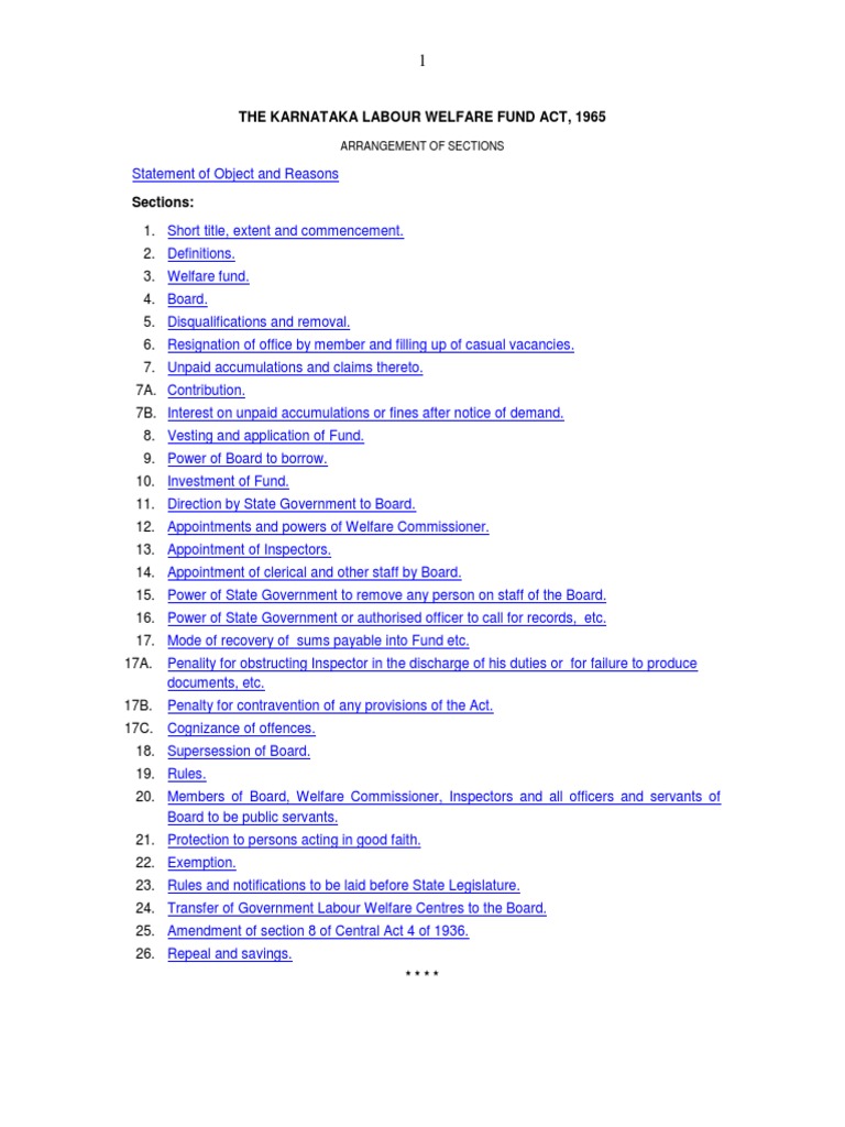 Karnataka Labour Welfare Fund PDF Employment Wage