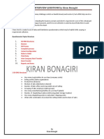Sap SD Interview Questions by Kiran Bonagiri: Questionnaire Topics Structure