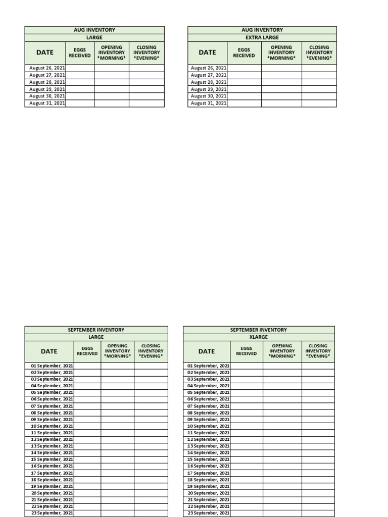 Egg Inventory | PDF | Home & Garden