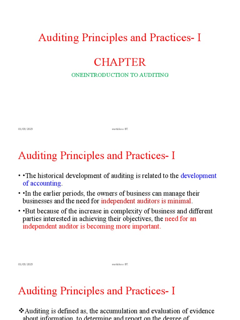 Introduction to Auditing Principles | PDF | Audit | Accounting