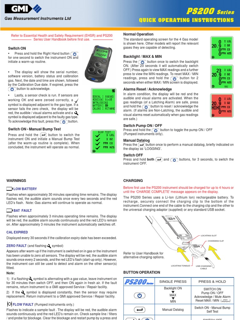 03 PS200 Quick Opn | PDF | Rechargeable Battery | Lithium Ion Battery