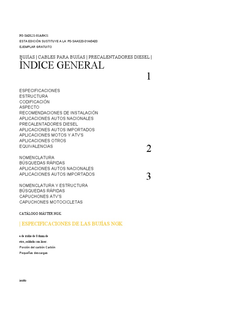 Catálogo Master NGK 2021 | PDF | Tecnología de vehículos | Vehículos