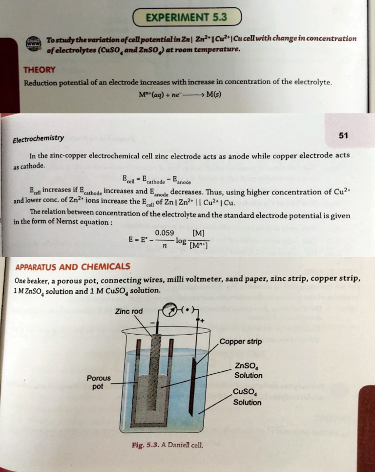 XII Electrochemistry Practicals PDF Electrochemistry Chemistry