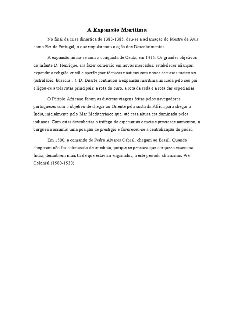 A Expansão Marítima Portuguesa | PDF
