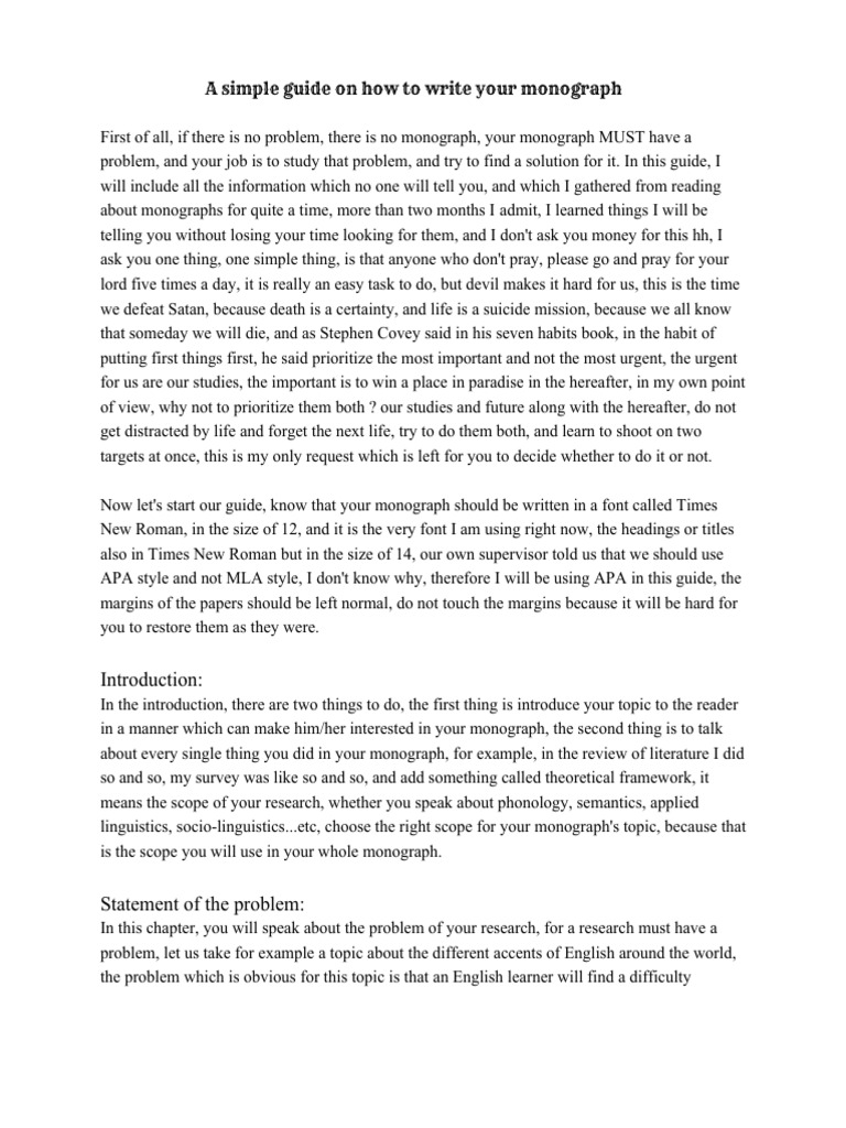A Simple Guide To Write Your Monograph PDF Hypothesis Books