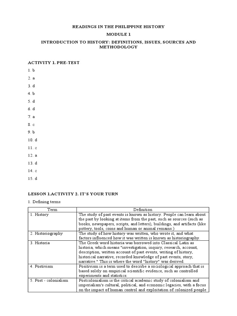 Introduction to Philippine History Module 1 | PDF | Primary Sources ...