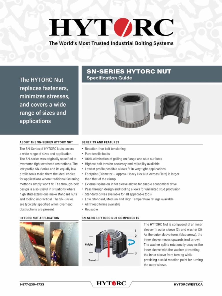 HYTORC NUT SN-Series Specification Guide-042921 | PDF