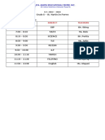 Grade 8 Class Schedule St Martin De Porres