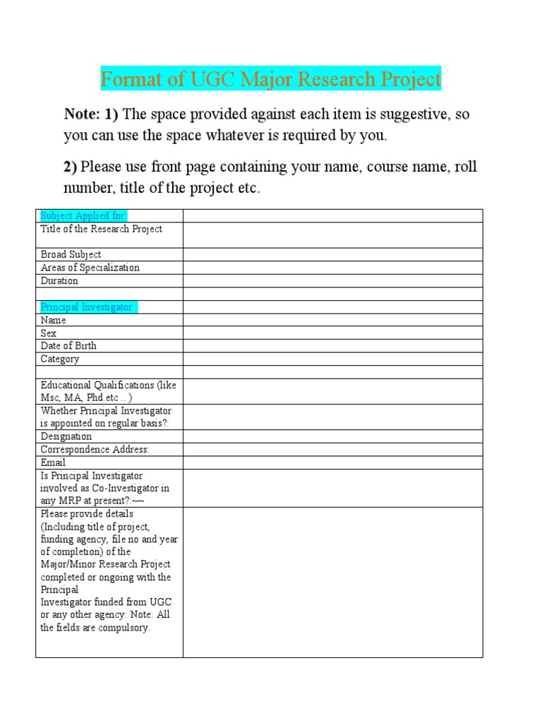 UGC Major Research Project Format | PDF | Doctor Of Philosophy ...