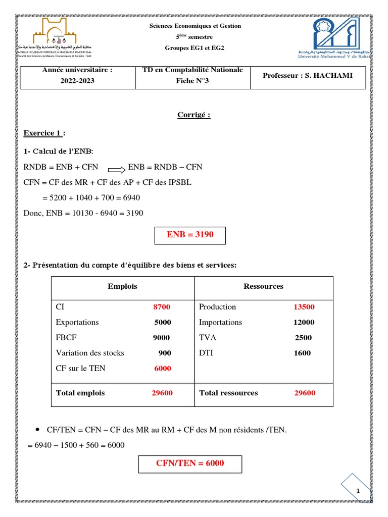 Calcul du Revenu National Brut | PDF | Revenu brut | Produit intérieur brut