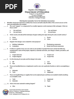 3rd Quarter Summative test