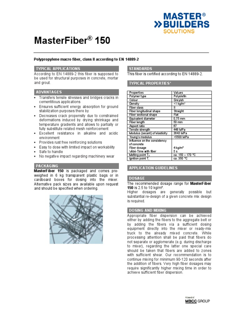 Masterfiber 150 Tds PDF Concrete Young's Modulus