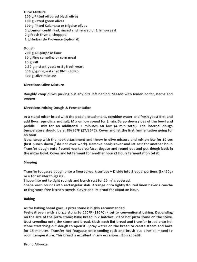 Olive Fougasse Bread PDF