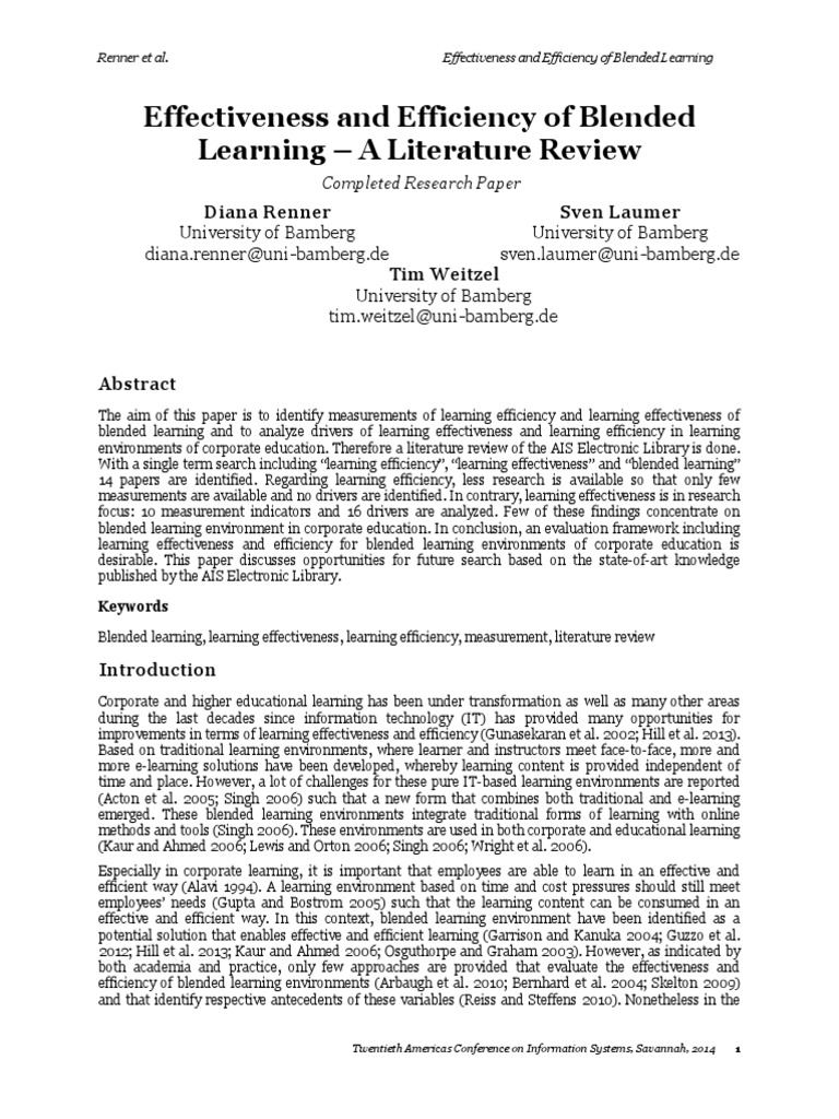 Blended Learning Effectiveness Review | PDF | Educational Technology ...