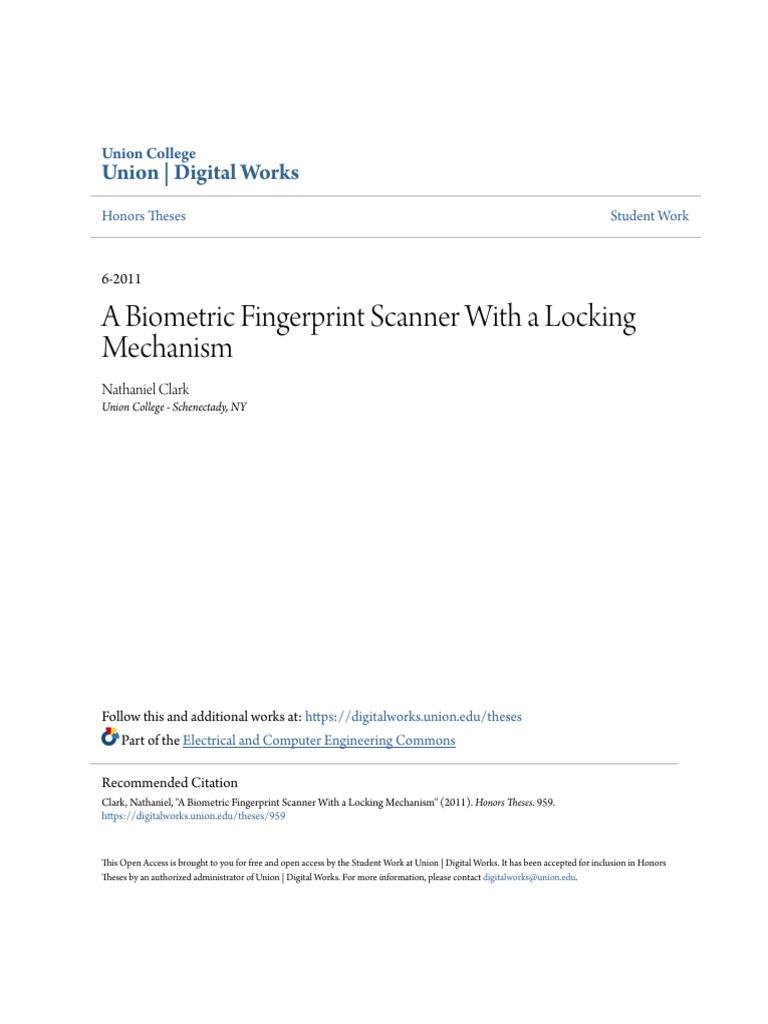 A Biometric Fingerprint Scanner With A Locking Mechanism PDF