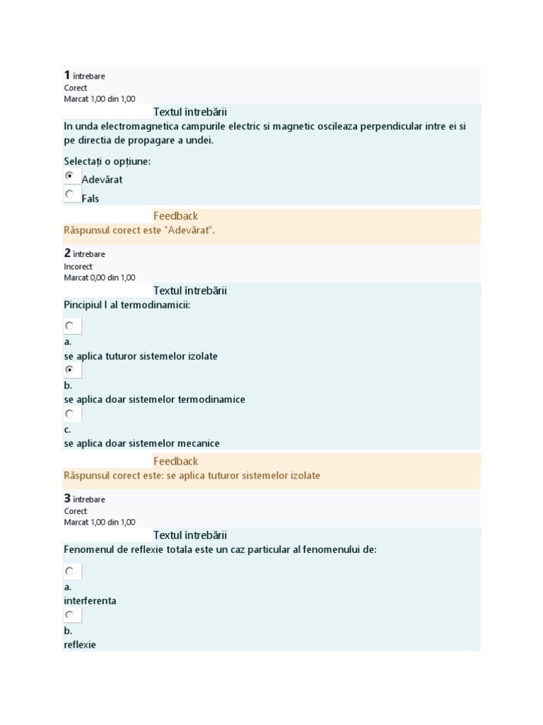 TEST FIZICA 2 Unitbv | PDF