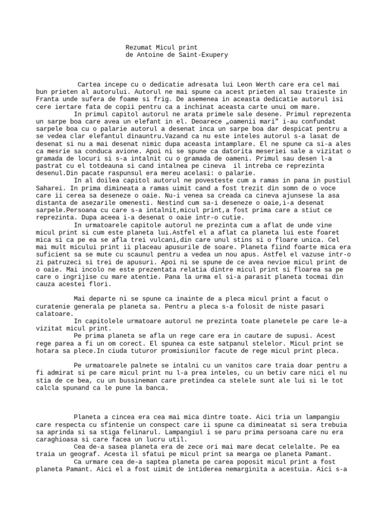 2 Loturi Rezumat Micul Print Rezumat 2 | PDF