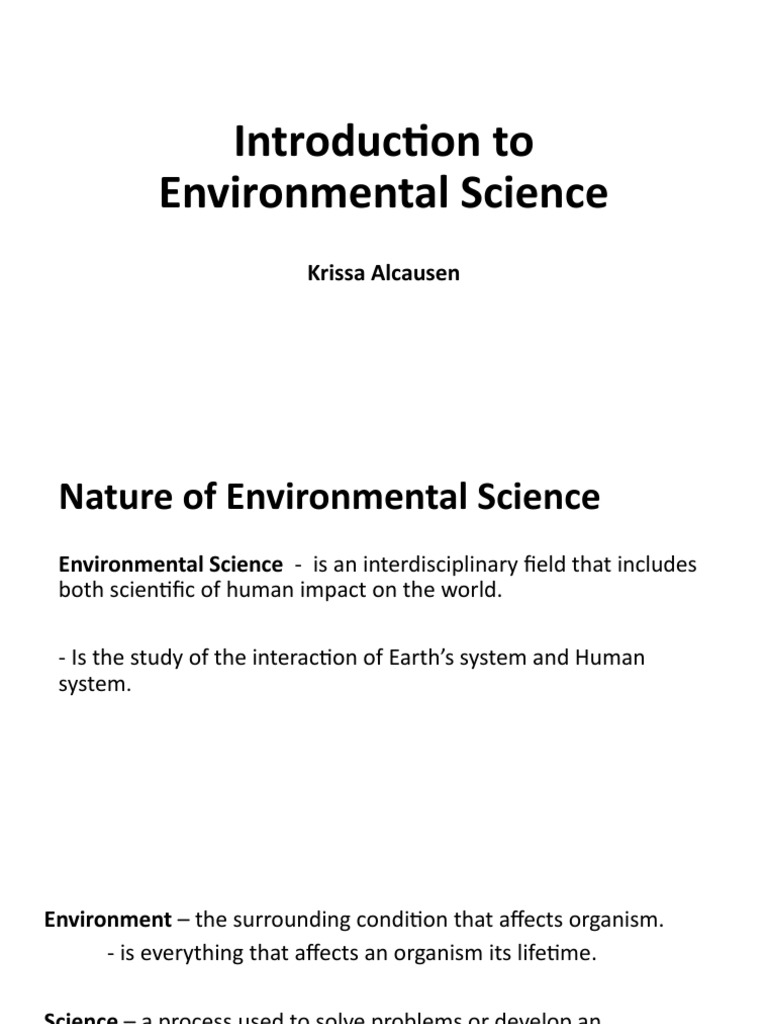 Introduction To Environmental Science PDF Ecosystem Natural