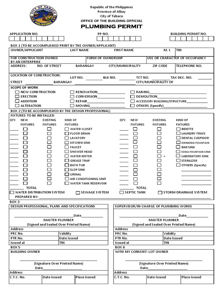 Plumbing Permit PDF Plumbing Water