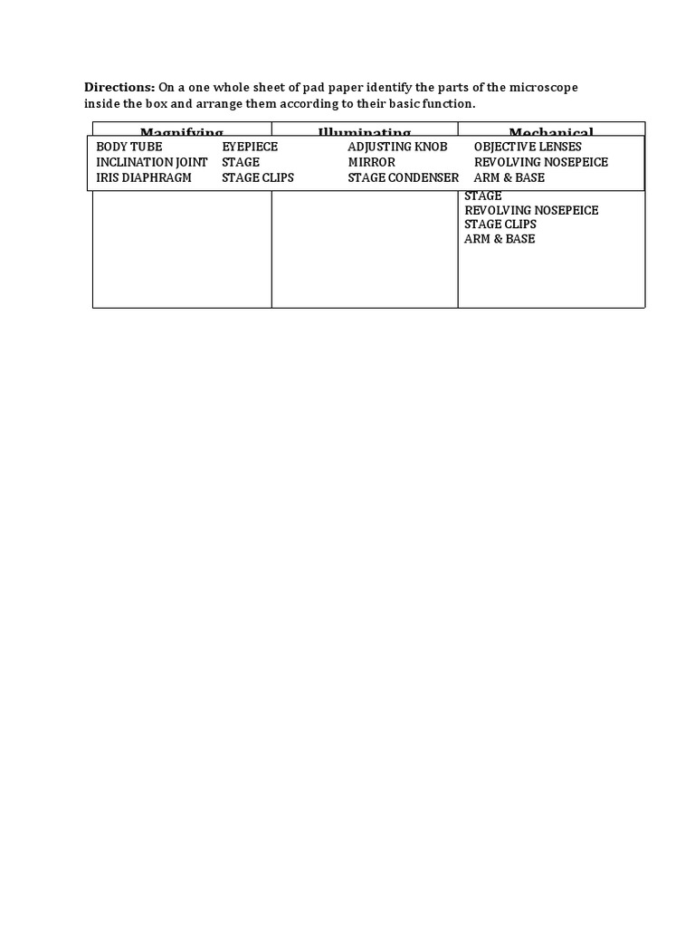 Microscope Parts Identification Quiz | PDF