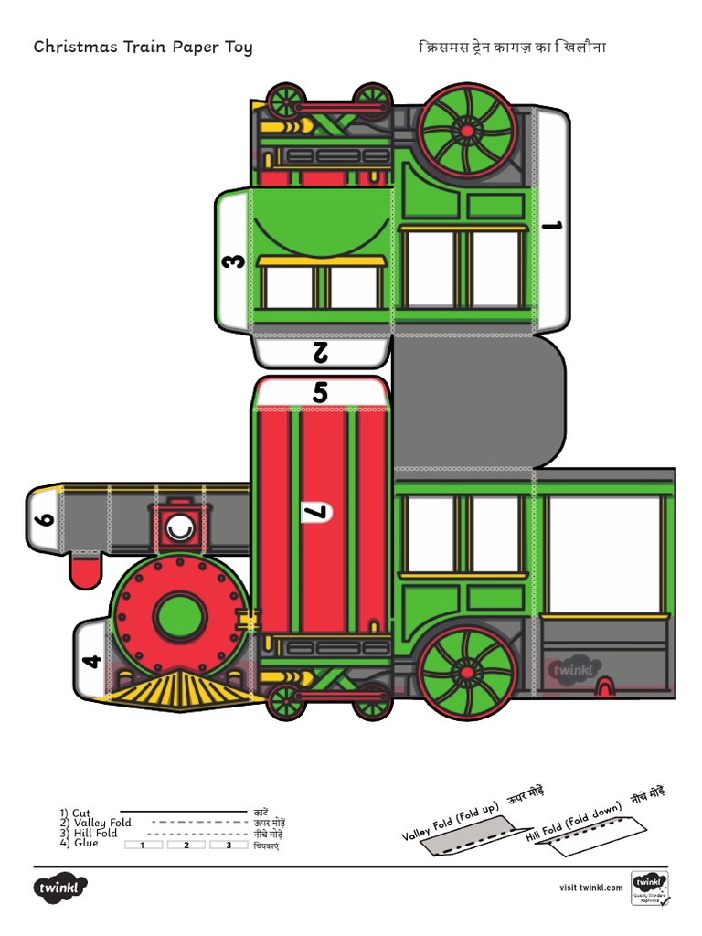Hi T T 24607 3d Christmas Train Paper Model Display Paper Craft English