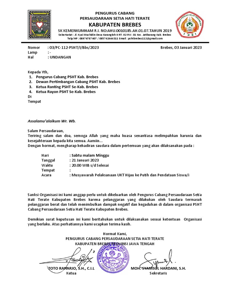 Pengurus Cabang PSHT | PDF