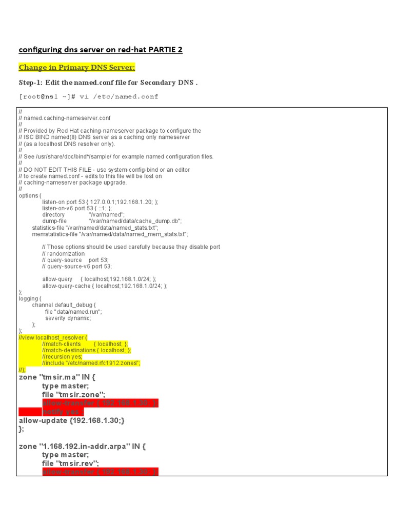 Configuring Dns Server On Redhat 5 DNS Secodnaire TRI Partie 2 | PDF ...