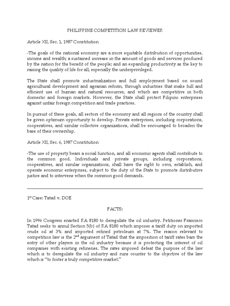 Philippine Competition Law Reviewer Pdf Intel Monopoly