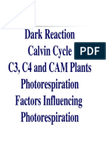 Dark Reaction Calvin Cycle C3, C4 and CAM Plants Photorespiration Factors Influencing Photorespiration