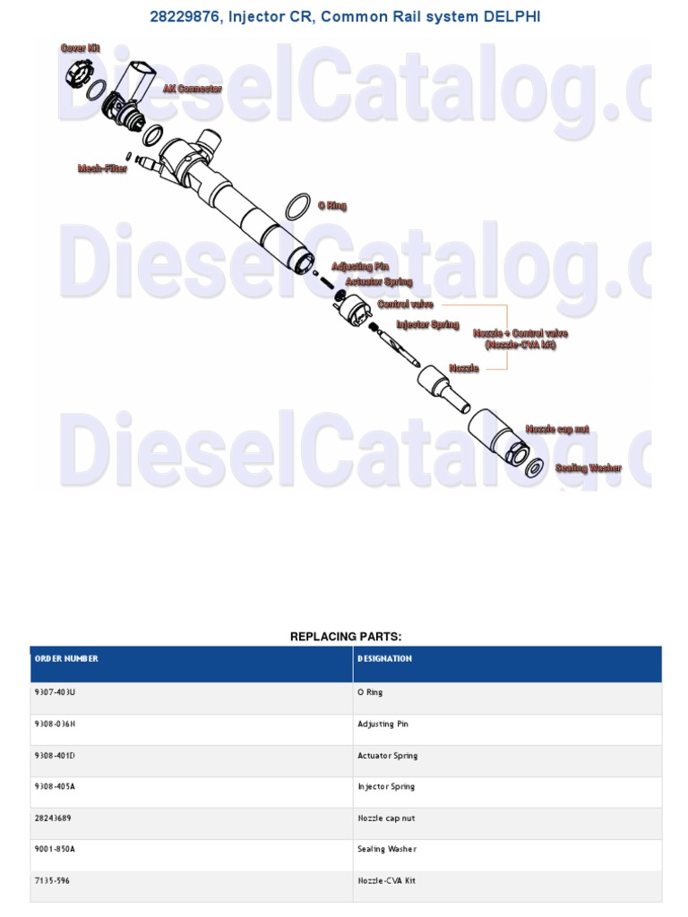 JCB Injector CR Parts Overview | PDF